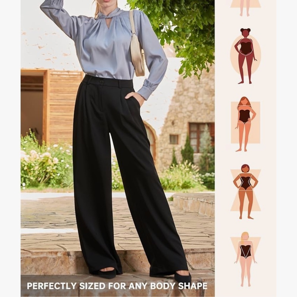 NWT Willit Women's Wide Leg High Waisted Casual Business Office Work Pants - Picture 4 of 11